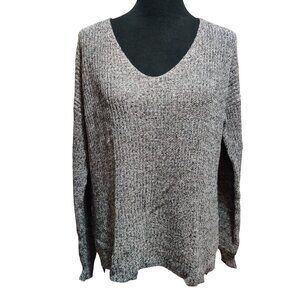 Michael Stars women high low chunky knit sweater cotton marled gray slouchy sz M